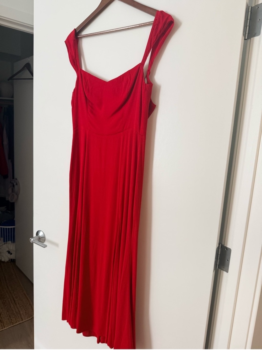 Reformation Sweetheart red Bryson Midi Dress - Elegant Women's long Dress - Picture 3 of 5